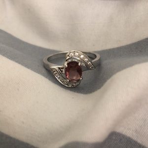 Natural fusion deep lavender, rhodium plated ring